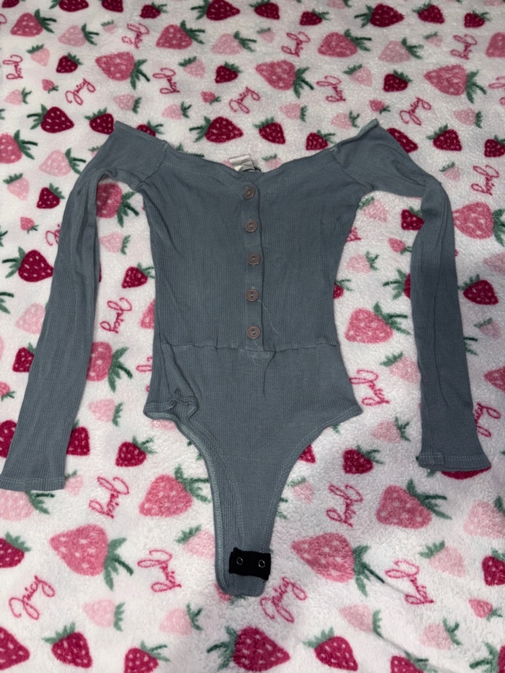 Fashion Nova Ribbed Long Sleeve Button-Front Bodysuit